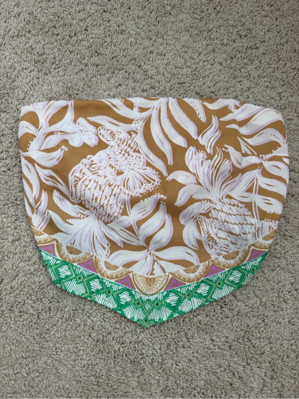 Lilly Pulitzer Tan, White & Green Floral Octavia top